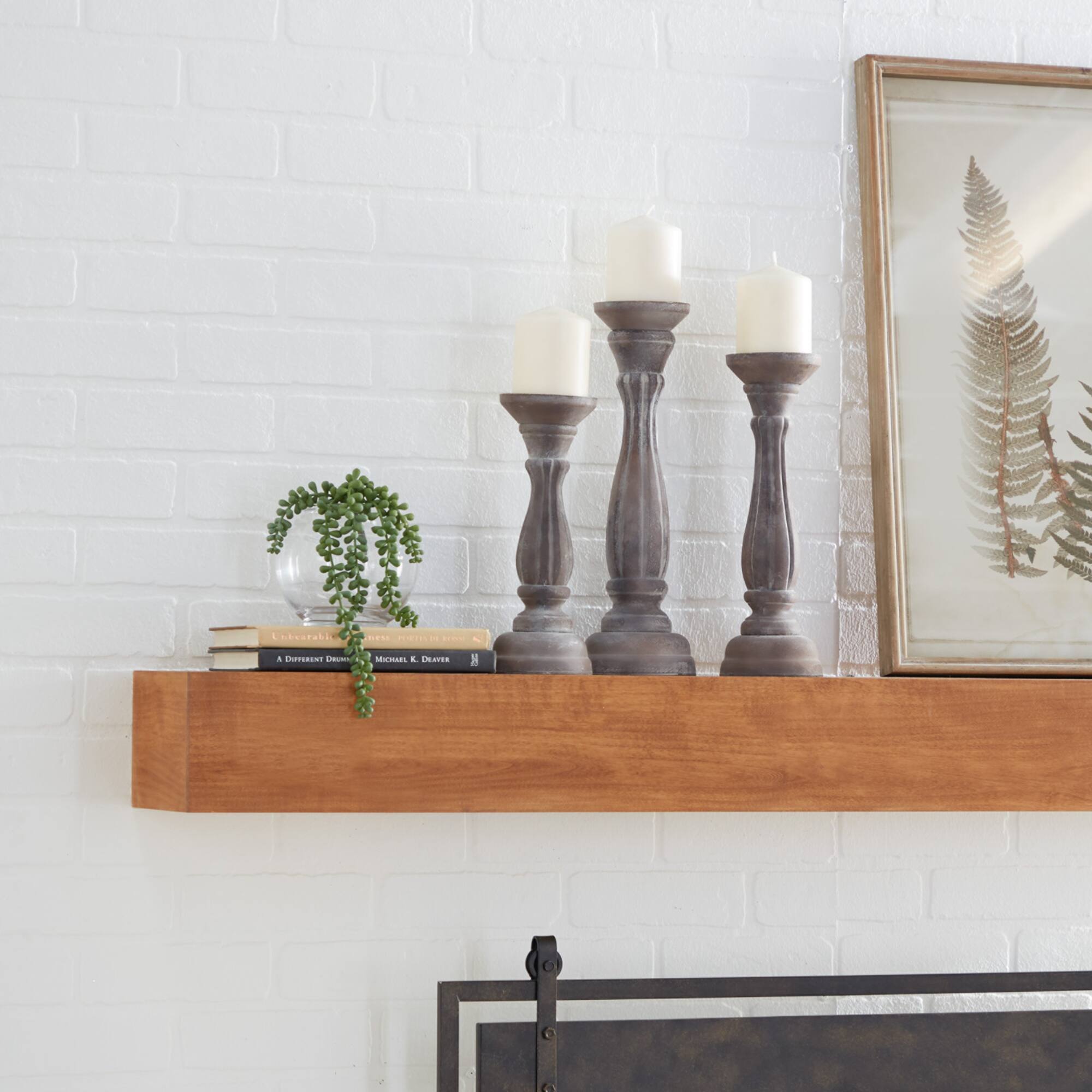 Brown Wood Traditional Candle Holder Set